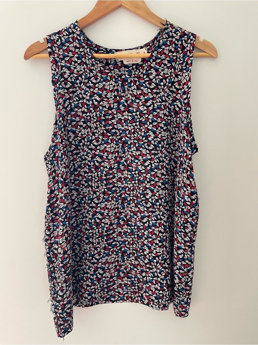 MARNI 100% Silk Painted Leaves Sleeveless Top Blouse IT 46 US 10 Luxury